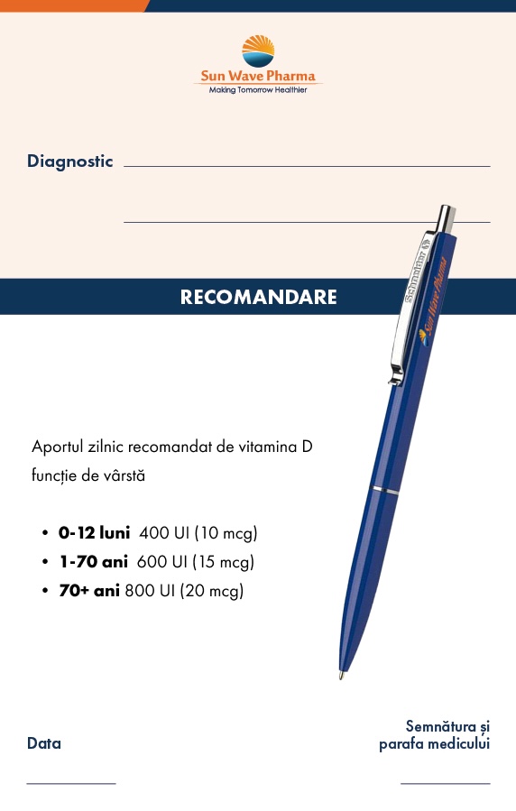 Doza recomandata vitamina D - Sun Wave Pharma - retetar